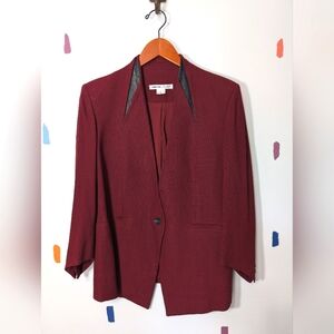 Helmut Lang Burgundy Blazer with Black Accents